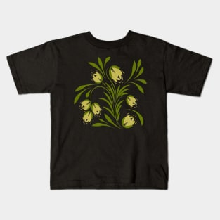 Folk flowers floral art print Flowers abstract art Kids T-Shirt